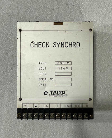 taiyo electric mfg. co., ltd. check synchro unit, model csd 2 taiyo electric mfg. co., ltd. check synchro unit, model csd 2