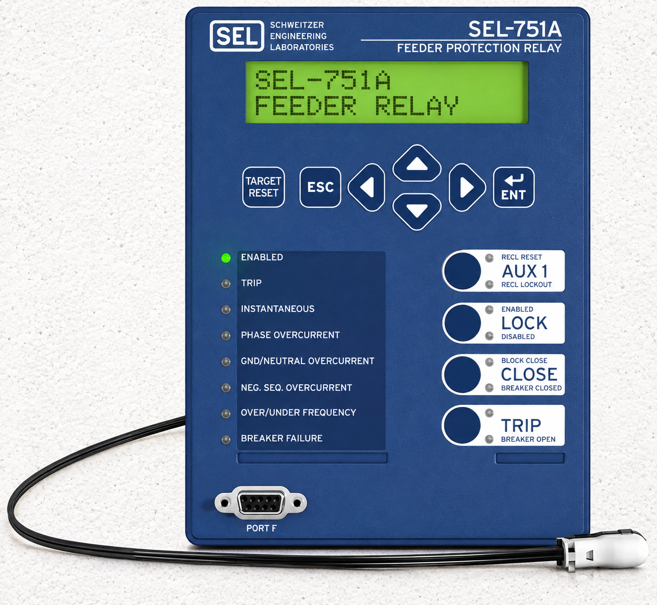 (sel) sel 751a feeder protection relay mounted in a switchgear panel